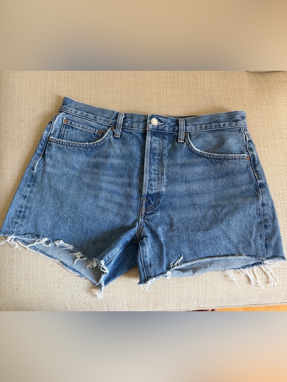 AGOLDE Parker Long Vintage Loose Shorts in Skywave - Size 30